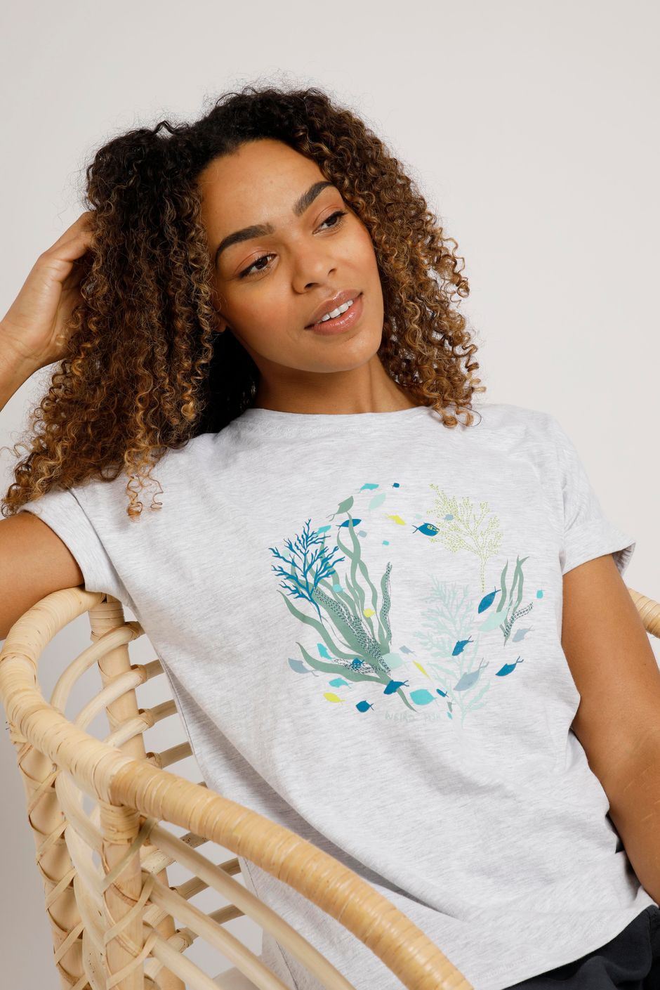 Reef Organic Graphic T-Shirt Grey Marl