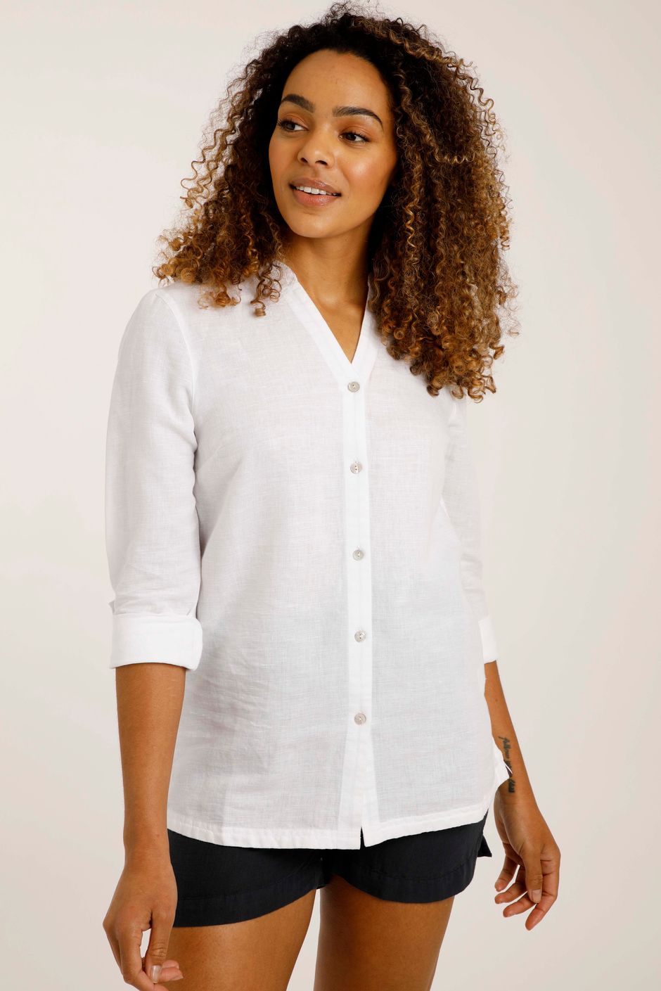 Mathilda Linen Longline Shirt White