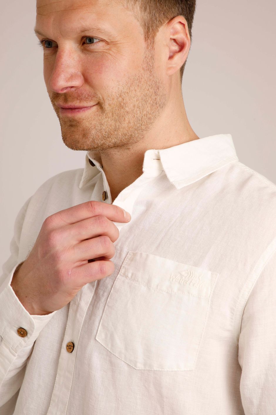 Stronsay Linen Blend Long Sleeve Shirt Dusty White Weird Fish