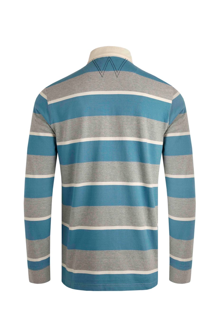 Long Sleeve Rugby Shirt - Royal & White, Classic Collar, Side Vents, Plain Sport Style, Size L