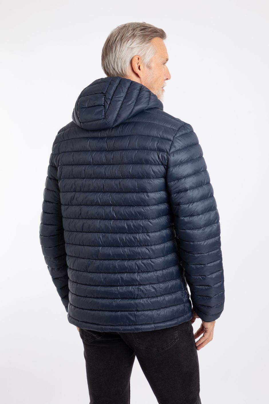 Navy Showerproof Padded Hooded Mac