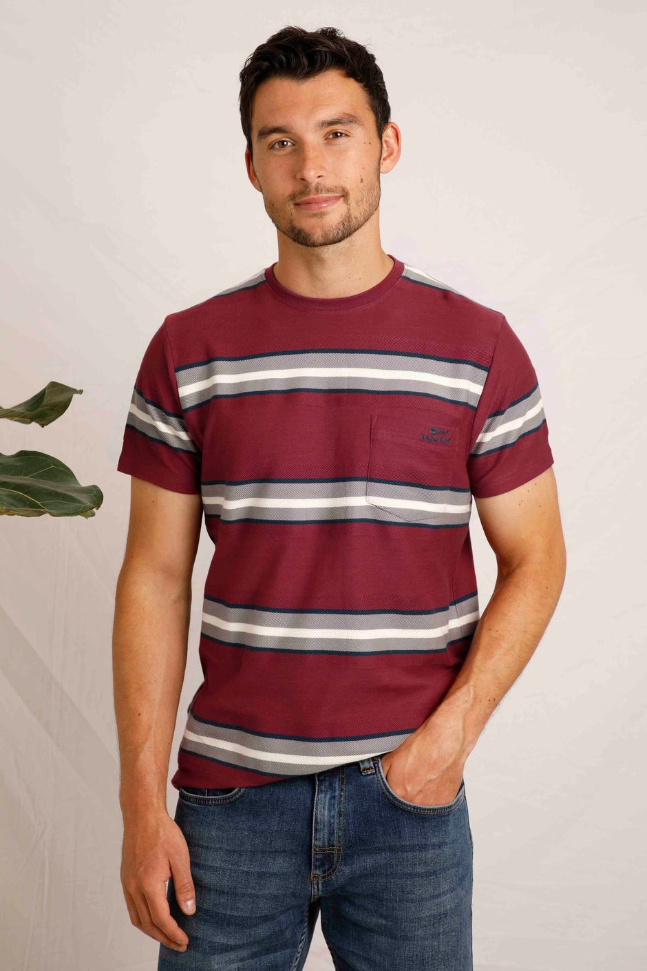 Littleton Organic Herringbone Stripe T-Shirt Foxberry