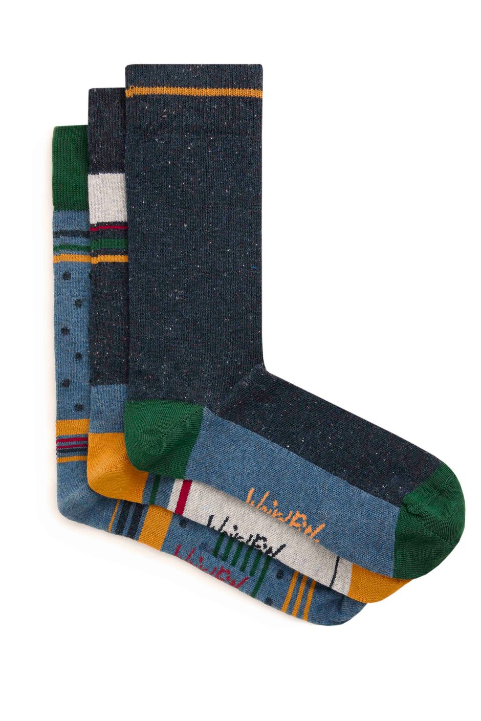 Wyatt Eco Stripe Socks Multi Pack Denim