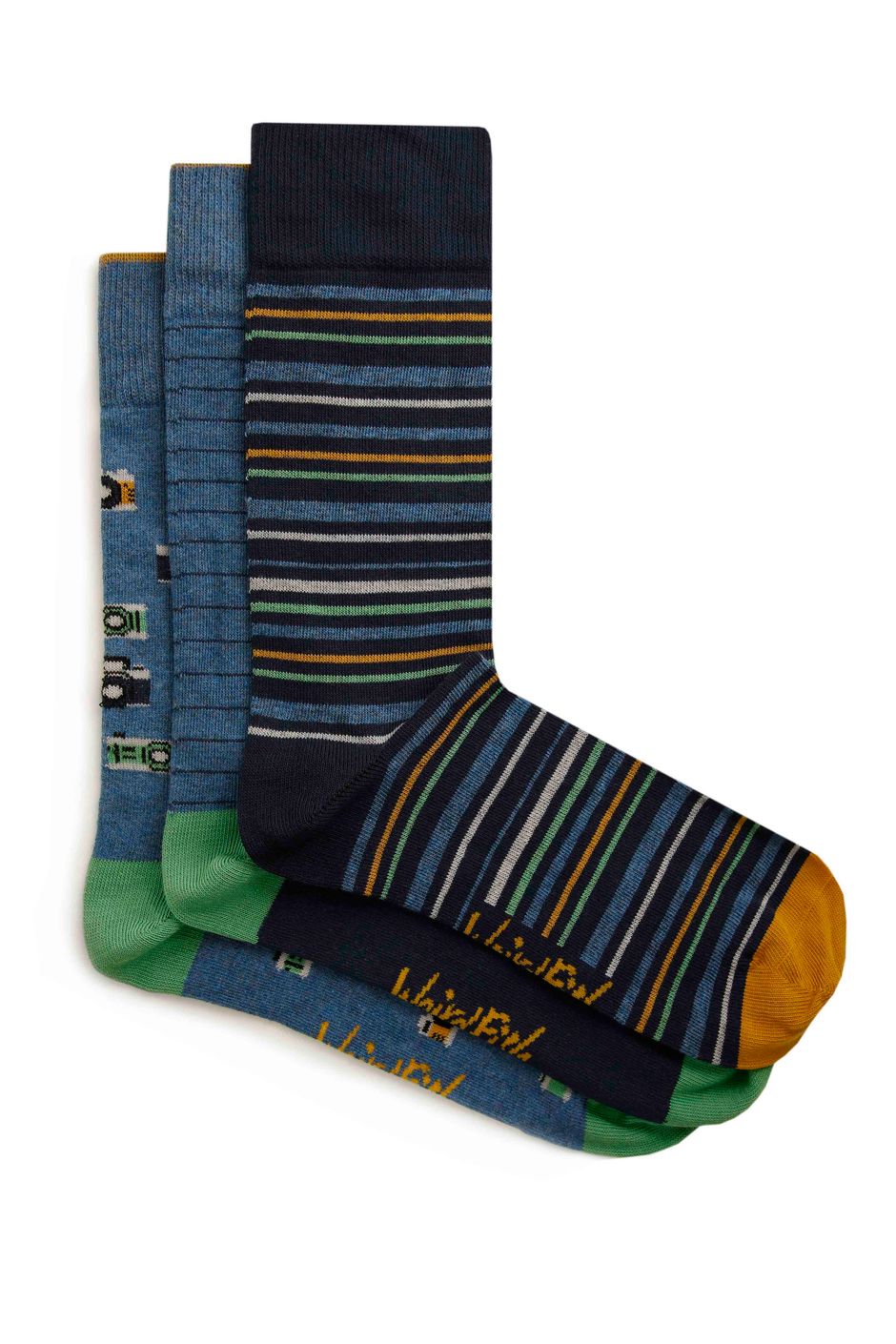 Cullman Branded Embroidered Sock 3 Pack Denim